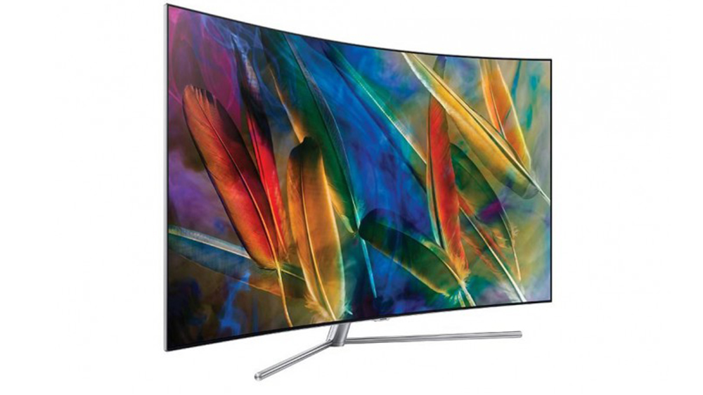 تلویزیون ۵۵ اینچ سامسونگ مدل Q78 با تصویری از چند پر رنگی