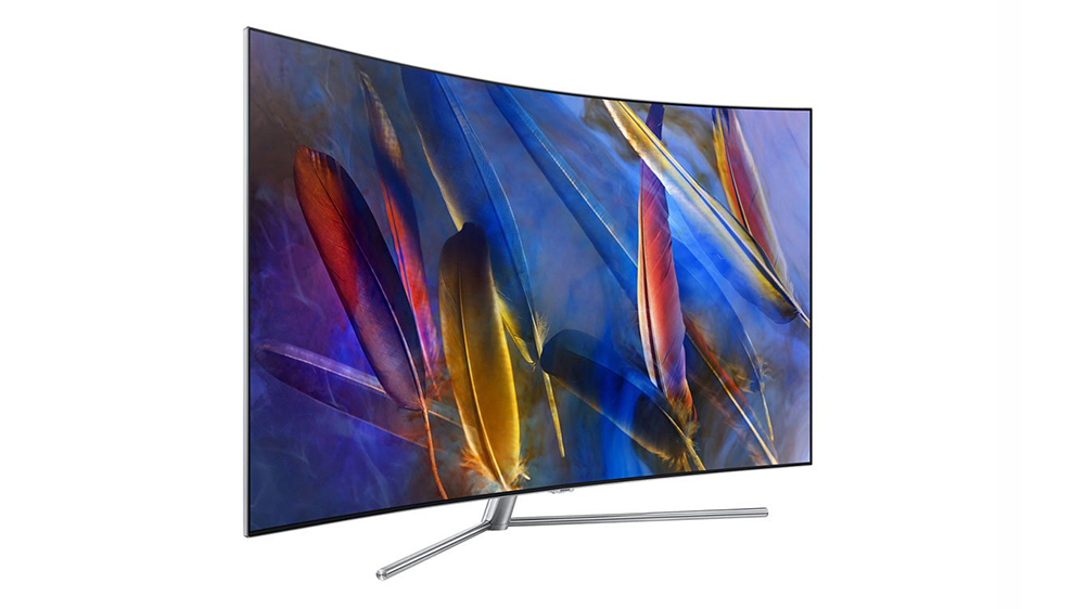 تلویزیون ۵۵ اینچ سامسونگ مدل Q78 با تصویری از چند پر رنگی رنگی