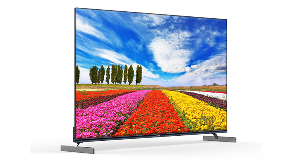 تلویزیون ال ای دی 55 اینچ هوشمند آیوا مدل M8 _ PM8U55UHD با صفحه نمایشی از گل‌های رنگی