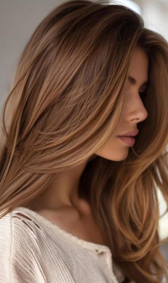 خانمی با موهای بلند عسلی و قهوه‌ای