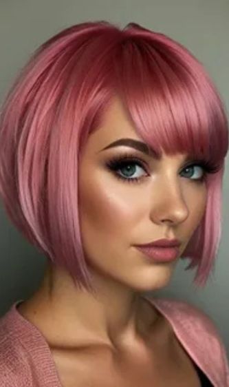 رنگ موی صورتی روی موهای کوتاه مدل باب