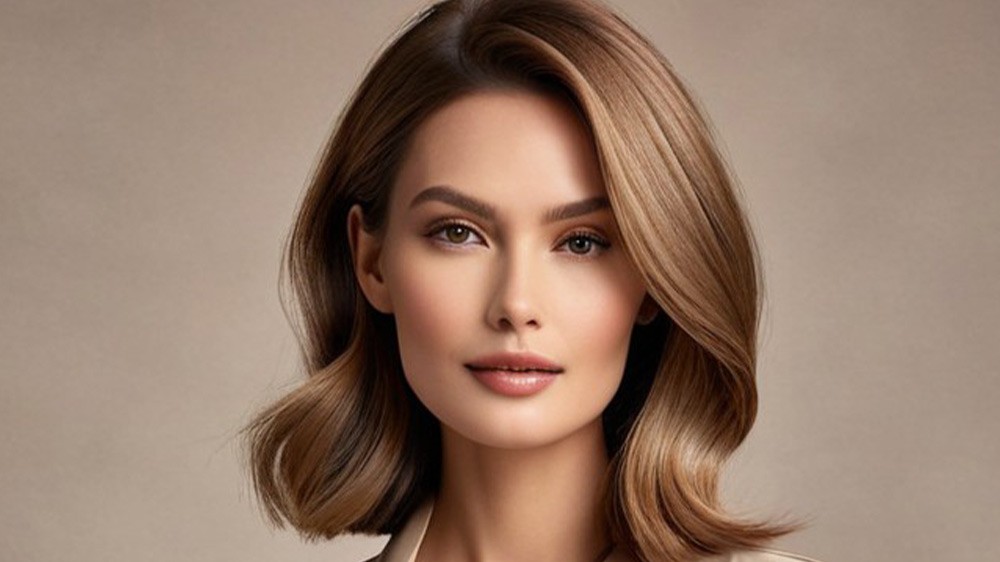 زن با موهای شکلاتی عسلی با تکنیک سهبعدی