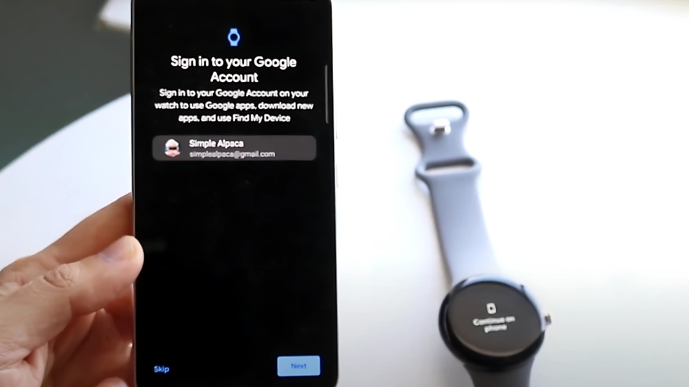 درخواست وارد شدن و لاگین به حساب کاربری گوگل در برنامه google pixel watch