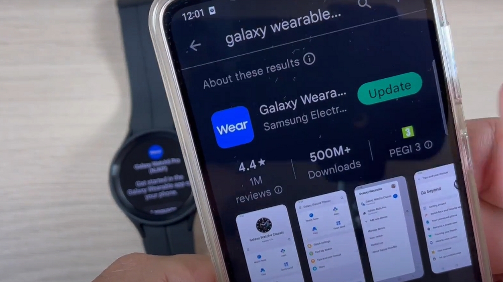 صفحه دانلود galaxy wearable در گوگل پلی استور در گوشی سامسونگ