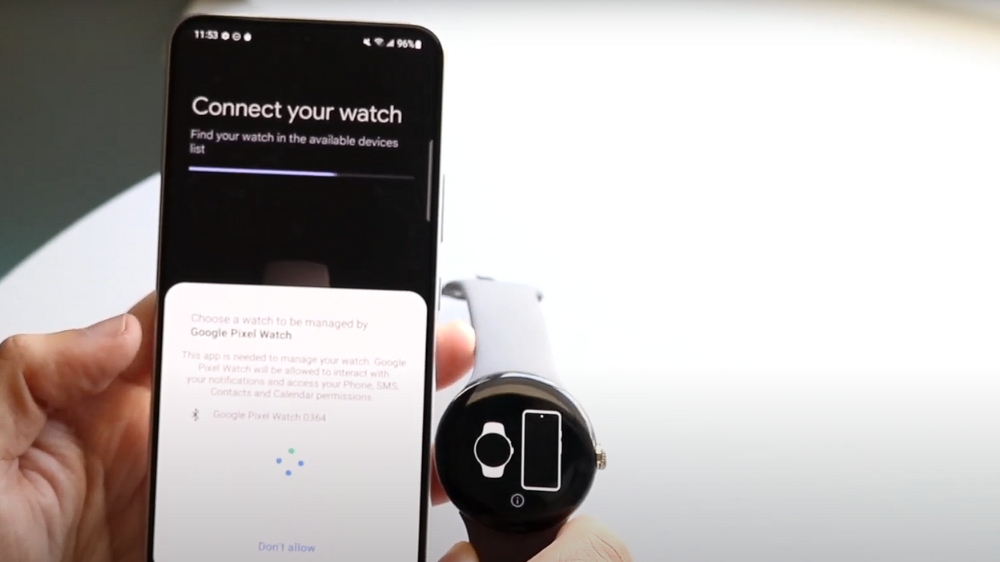 صفحه اسکن دستگاه‌های اطراف در اپلیکیشن google pixel watch