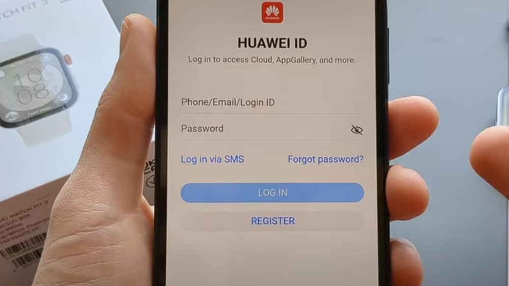 صفحه لاگین برنامه huawei health برای ورود به حساب کاربری هواوی