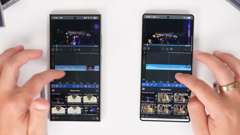 نمایش اس ۲۴ اولترا (چپ) و اس ۲۵ اولترا (راست) در حال اجرای برنامه ویرایش ویدیو