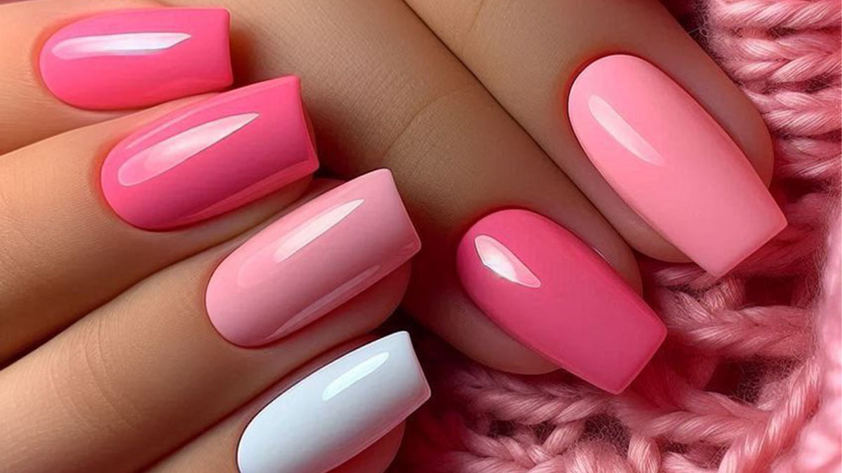 ناخن‌های ژلیش‌ با تناژ رنگ صورتی