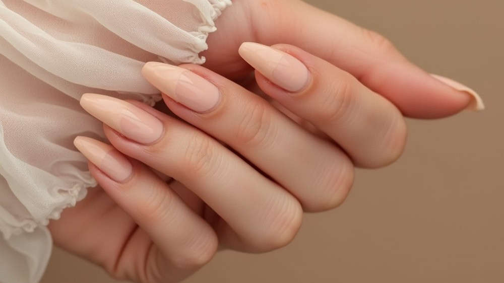 طراحی ناخنهای دست با لاک کرم صورتی