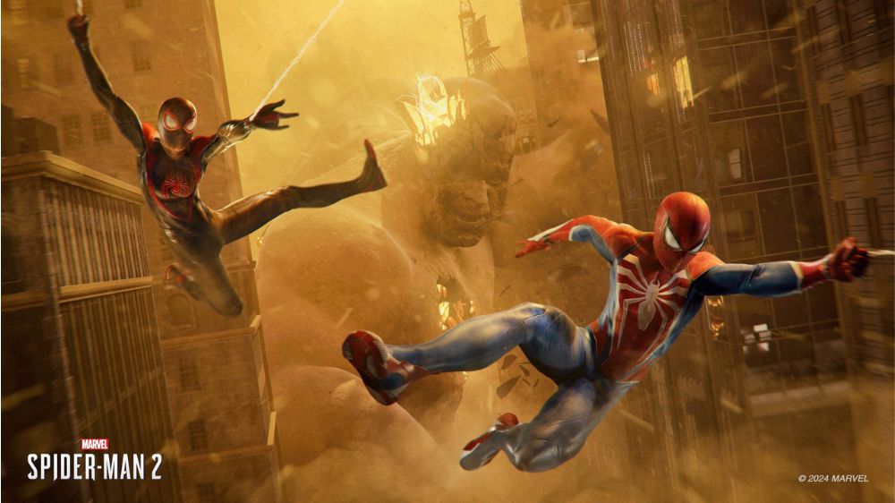 فرار پیتر و مایلز از سندمن در بازی Marvel's Spider-Man 2