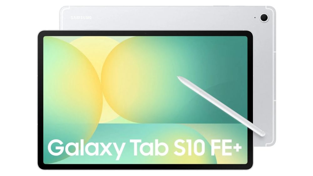 پنل پشتی و جلوی تبلت galaxy tab s10 fe plus سامسونگ به رنگ نقرهای همراه با قلم هوشمند s pen