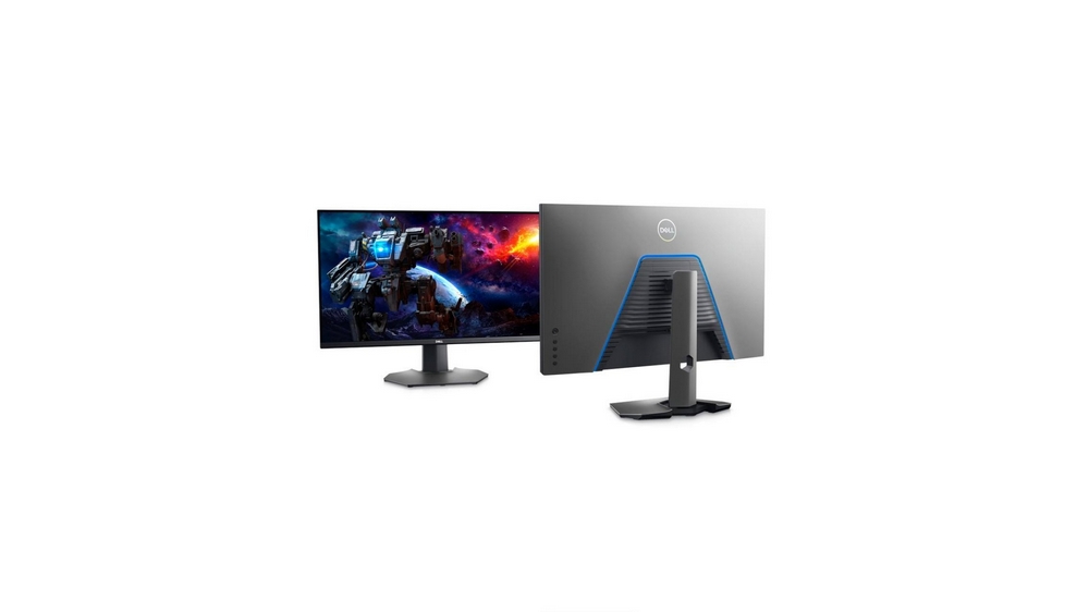 مانیتور Dell g3223q که در پس زمینه سفید رنگ است و هم جلویش دیده میشود و هم عقبش!