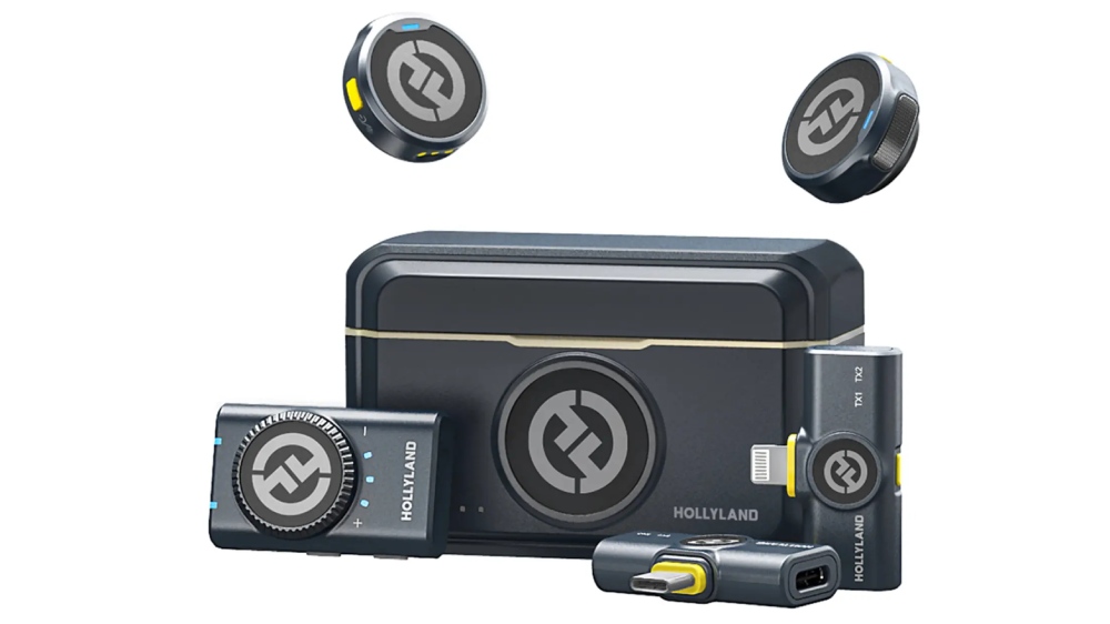 گیرنده، فرستنده و کیس میکروفون یقهای بیسیم دو نفره مدل lark m2 duo combo از برند هالی لند
