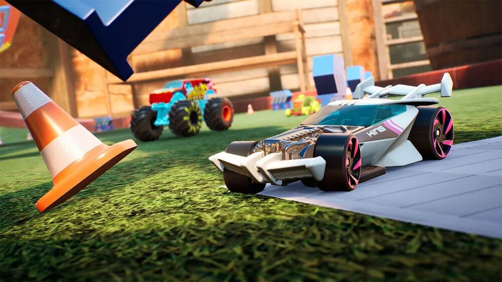 بازی Hot Wheels Unleashed 2 Turbocharged که چند ماشین مسابقهای را در حال مسابقه نشان میدهد