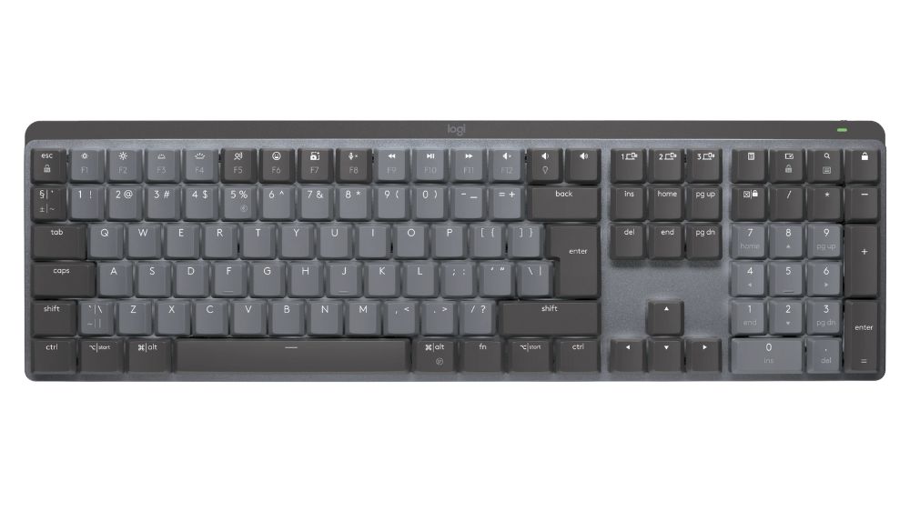 کیبورد مدل mx mechanical clickey از برند لاجیتک به رنگ مشکی و خاکستری