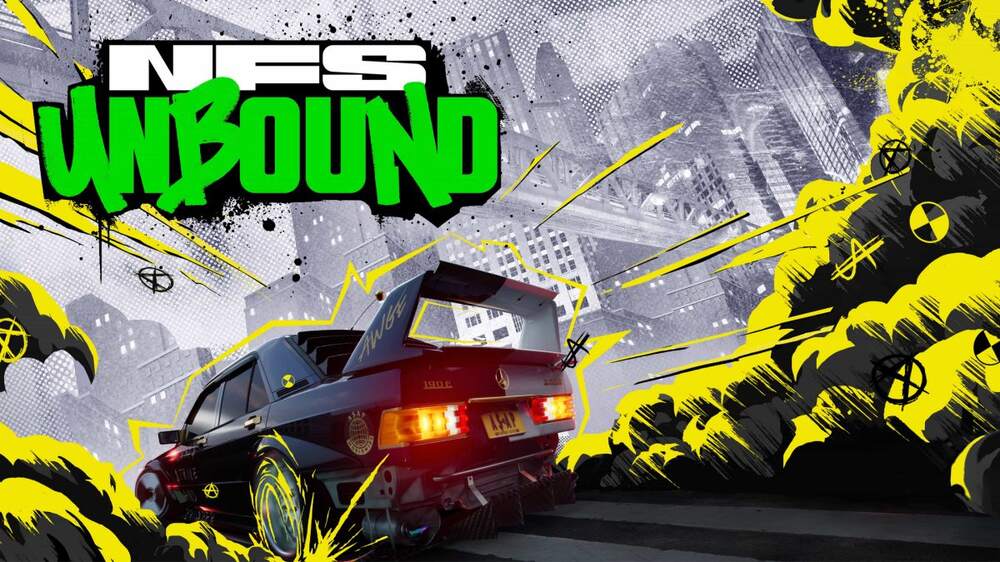 بازی Need For Speed Unbound که تصویری از یک ماشین در استایل انیمیشنی را میبینیم