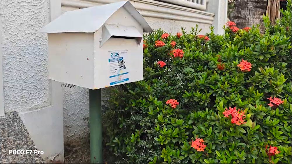 نمونه عکس دوربین اصلی پوکو اف ۷ پرو در حال نمایش یک صندوق پستی با گلهایی در کنار آن