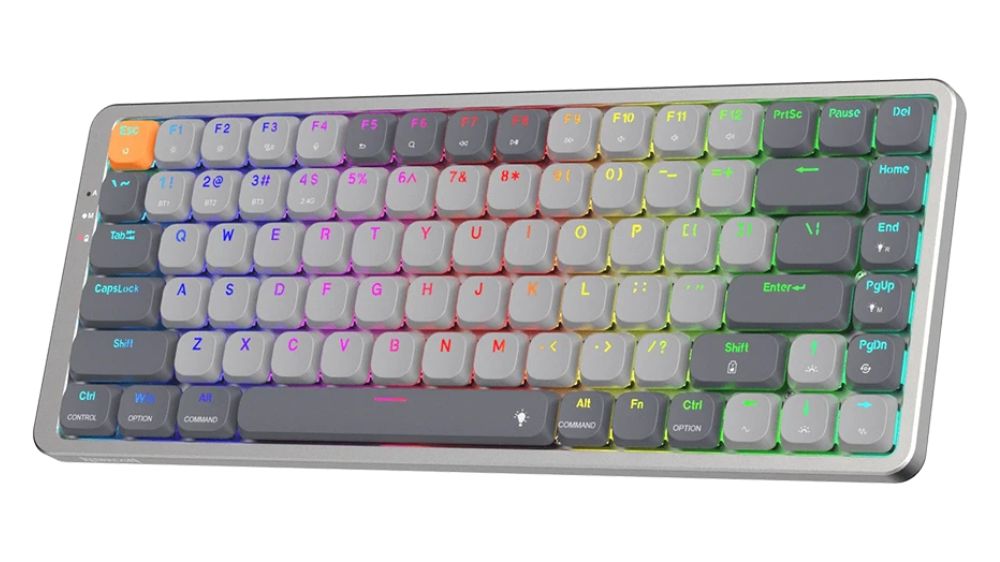 کیبورد مدل Azure K652 Pro از برند ردراگون به رنگ خاکستری و طوسی با نورپردازی rgb