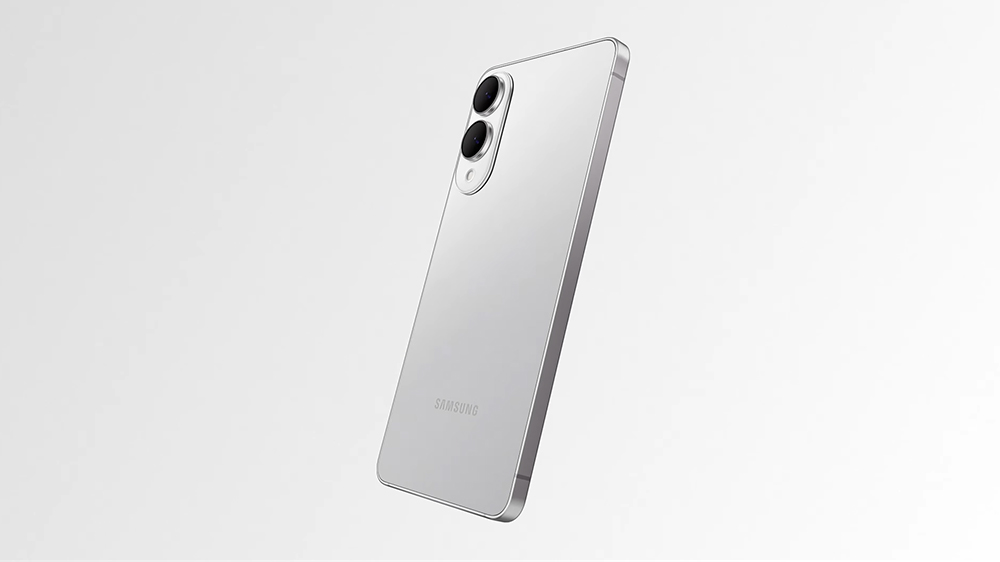 پنل پشتی گوشی گلکسی S25 Edge نقرهای در پسزمینه ساده سفید