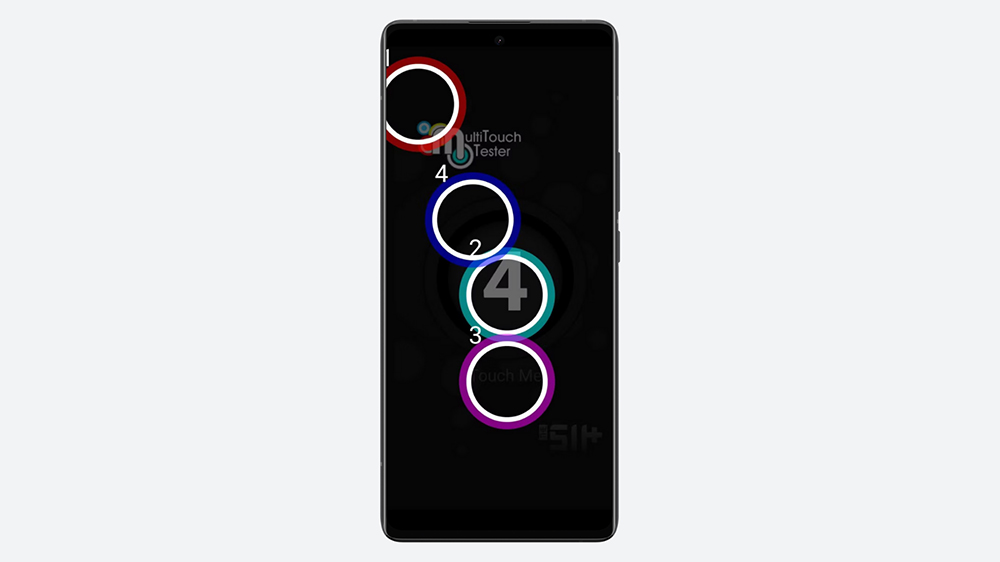 گوشی شیائومی در حال نمایش رابط کاربری برنامه Multi Touch Tester