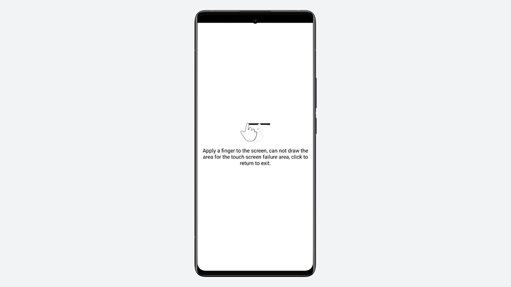 گوشی شیائومی در حال نمایش قابلیت تست با کشیدن در برنامه Screen Test Pro