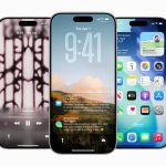 چند گوشی آیفون در حال نمایش رابط کاربری iOS 26