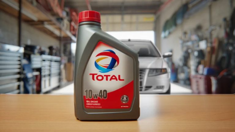 روغن موتور توتال جلوی یک سمند سفید در گاراژ