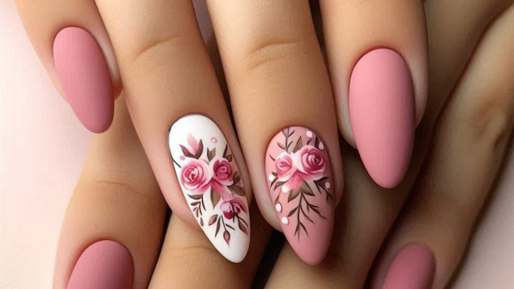 مدل طراحی گلدار لاک صورتی