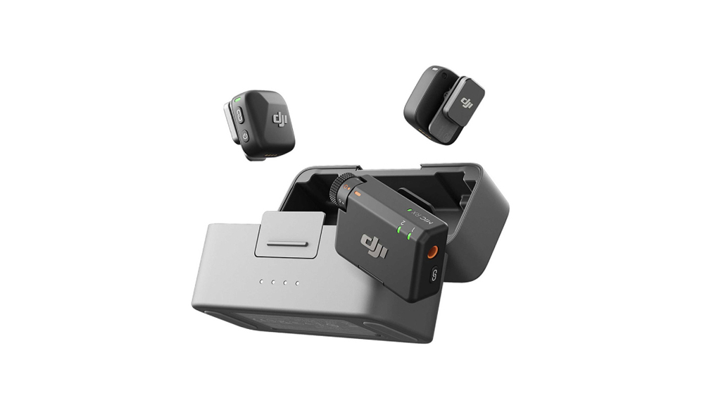 گیرنده و فرستنده سیستم میکروفون مدل mic mini 2 دو کاربره از برند dji به رنگ مشکی