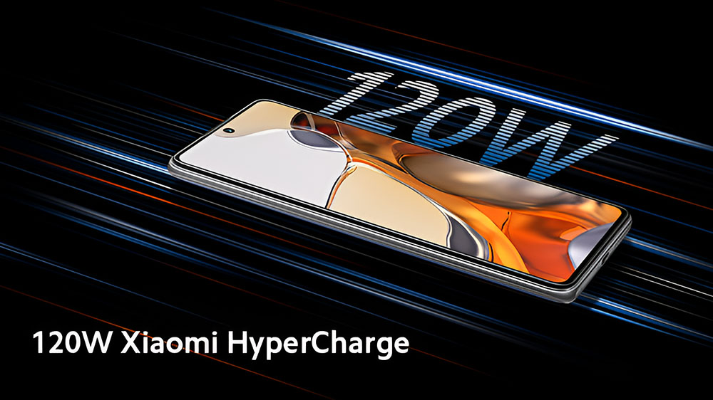 گوشی شیائومی با فناوری HyperCharge در پسزمینه تیره آیندهگرایانه
