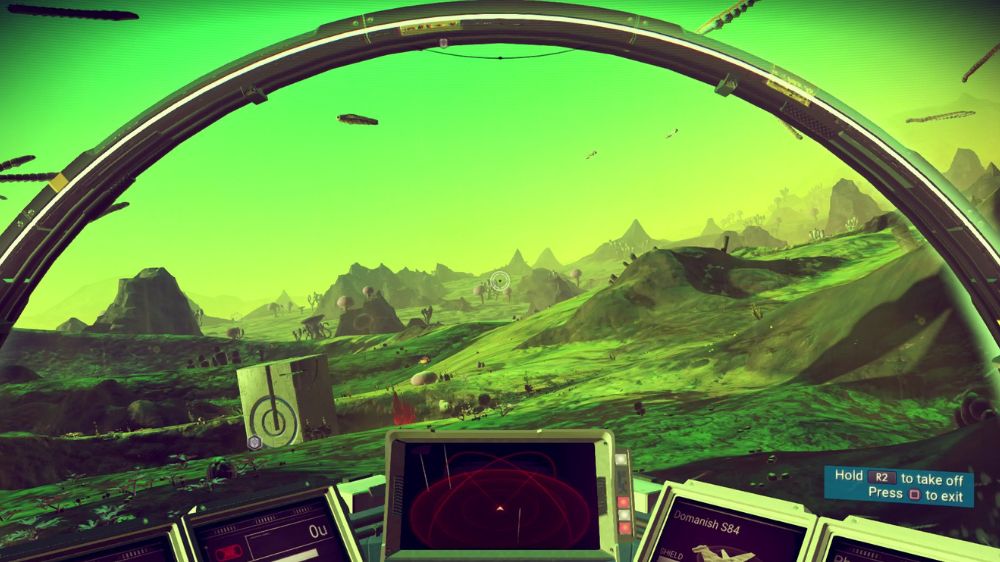 نمای اول شخص از کابین سفینه فضایی در بازی No Man's Sky