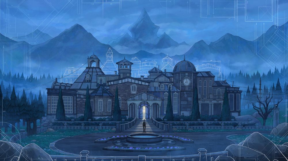 نمای دور از عمارت بازی Blue Prince