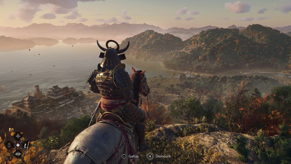 یاسوکه سوار بر اسب روی کوه در بازی Assassin's Creed Shadows