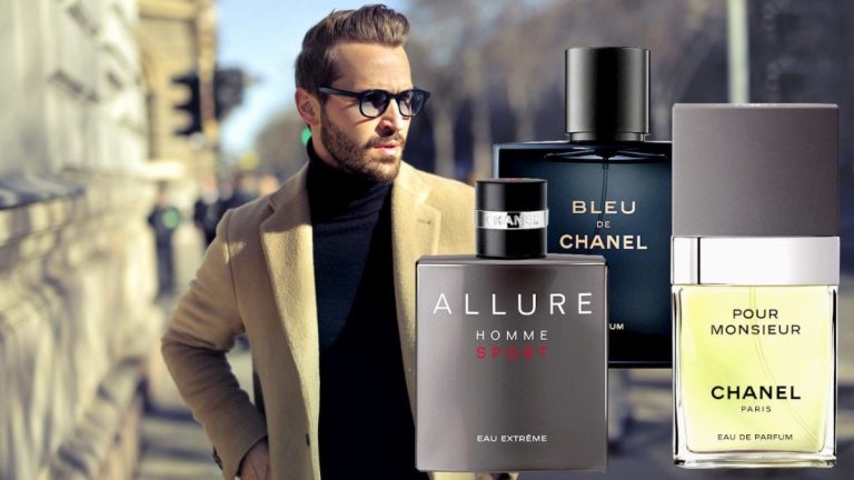 مرد خوشتیپی که با پالتو در حال راه رفتن در خیابان است همراه با سه عطر معروف برای زمستان