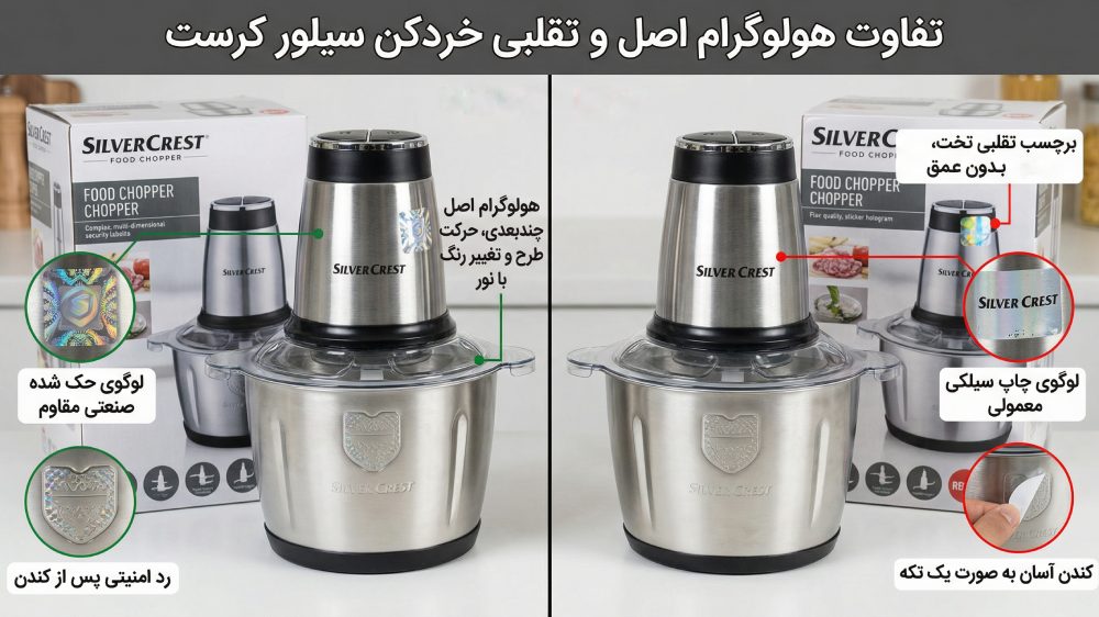 تفاوت هولوگرام خردکن سیلور کرست اصل و تقلبی